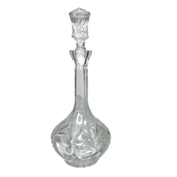 Vintage Cut Glass Decanter Pinwheel Hobstar Pattern - Picture 1 of 9